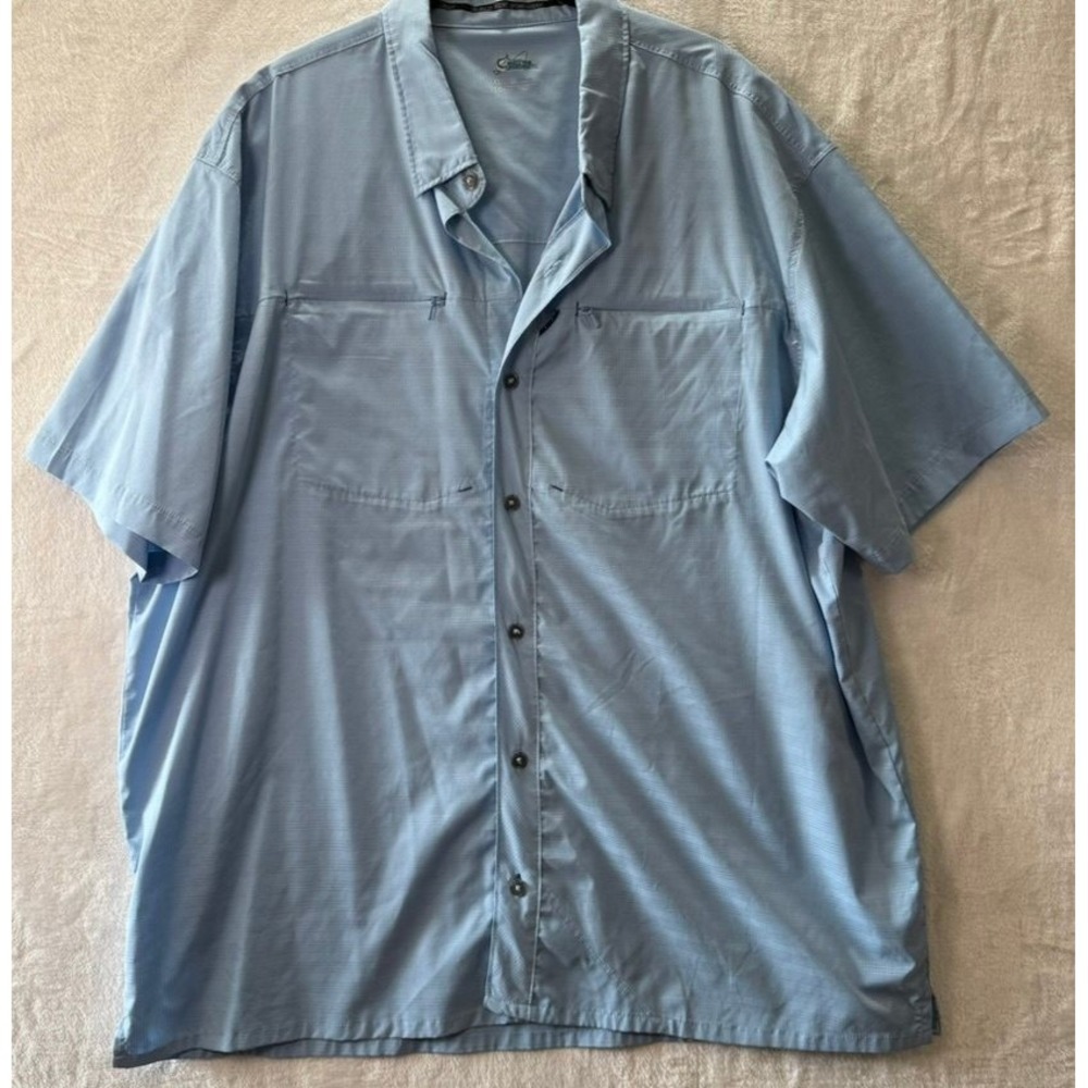 World Wide Sportsman Mens 2XL Blue Vented Fishing Shirt Short Sleeve Button Up